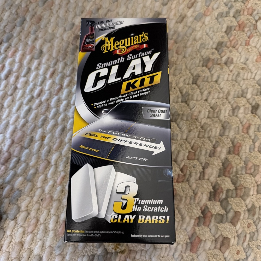 Meguiar's Smooth Surface Clay Kit 3 G191700 Premium Clay Bars 16oz Quik Detailer